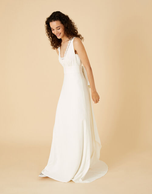 Bow Back Bridal Maxi Dress, Ivory (IVORY), large