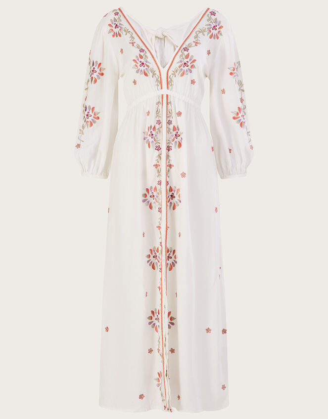 Embroidered Maxi Kaftan Dress, Ivory (IVORY), large