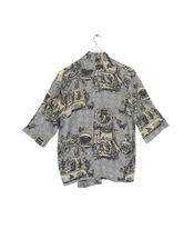 One Hundred Stars Ancient Columns Print Rachel Blouse, Grey (CHARCOAL), large