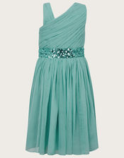 Abbey One-Shoulder Dress, Blue (TURQUOISE), large