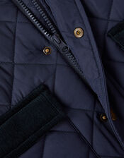 Corduroy Collar Quilted Jacket, Blue (NAVY), large