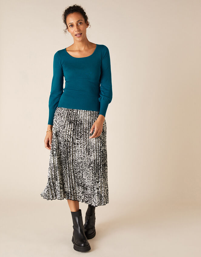 Scoop Neck Rib Jumper, Teal (TEAL), large