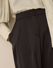 Maisie Satin Wide Leg Trousers, Black (BLACK), large