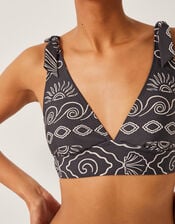 Macie Shell Print Bikini Top, Black (BLACK), large