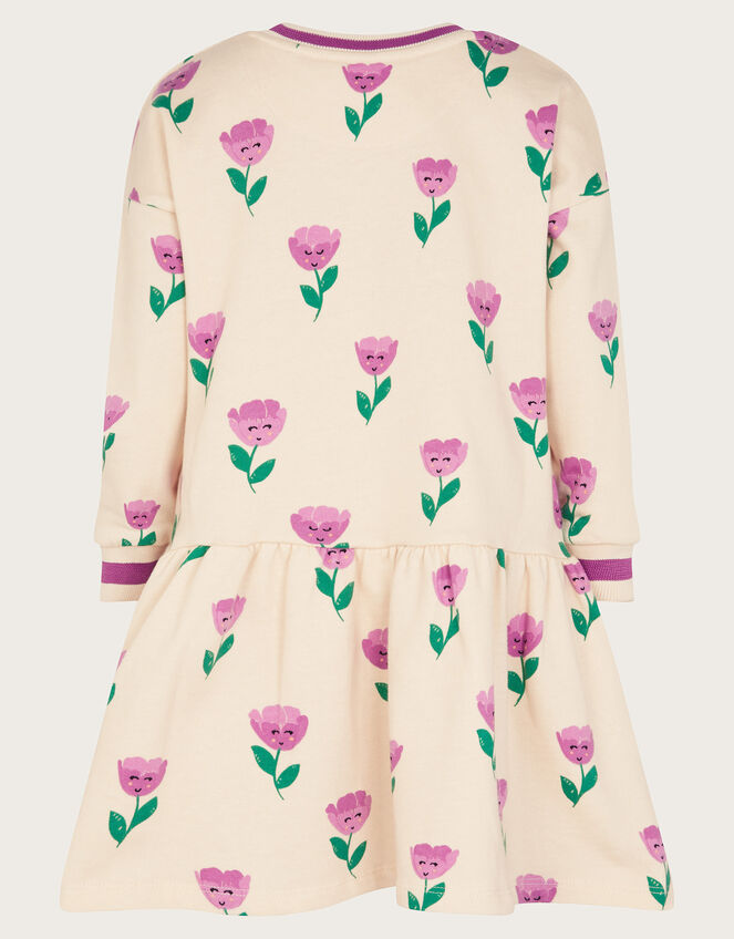 Tulip Print Sweatshirt Dress, Pink (PINK), large