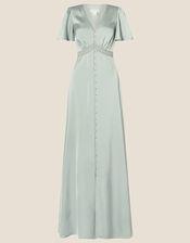 Ivy Satin Lace Maxi Dress, Green (GREEN), large