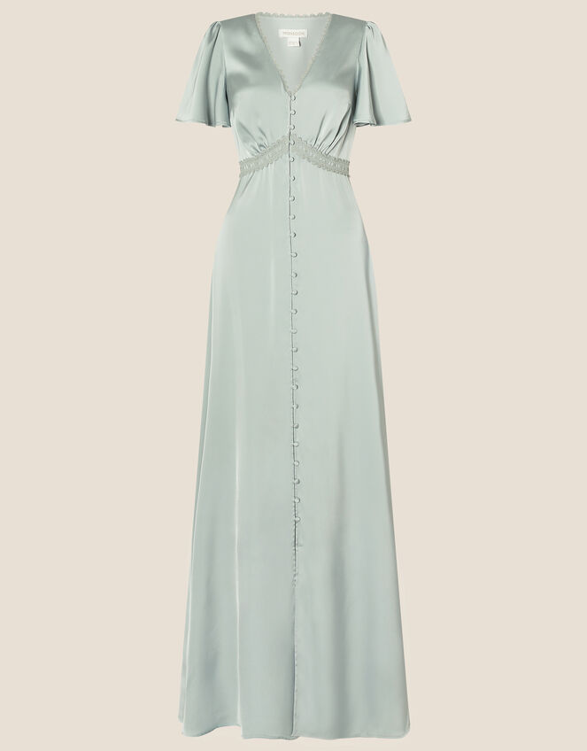 Ivy Satin Lace Maxi Dress, Green (GREEN), large
