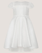 Angelina Lace Satin Party Dress, Ivory (IVORY), large