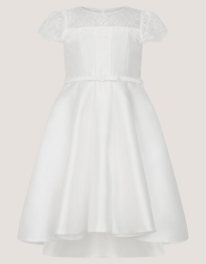 Angelina Lace Satin Party Dress, Ivory (IVORY), large