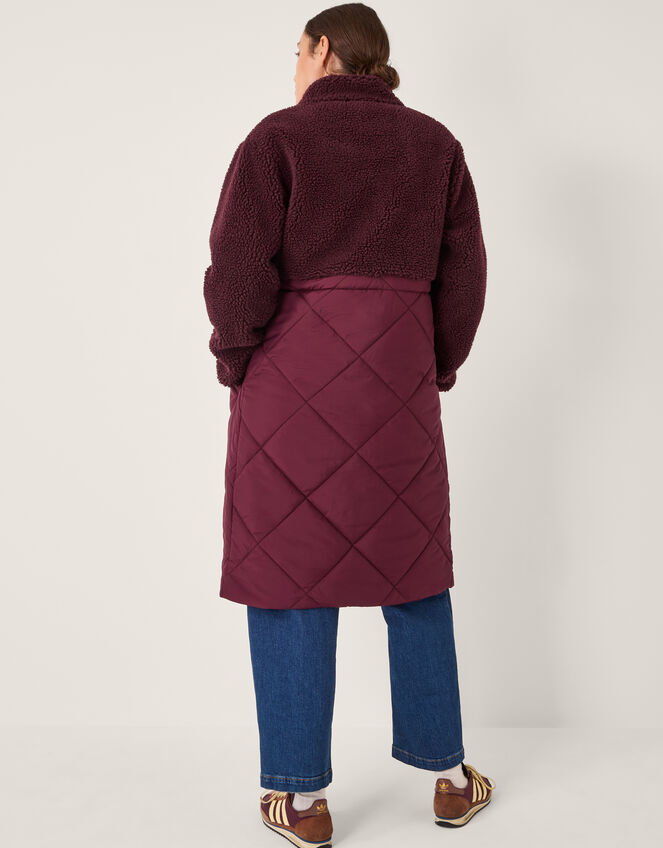 Marlo Borg Quilted Coat, Red (BURGUNDY), large