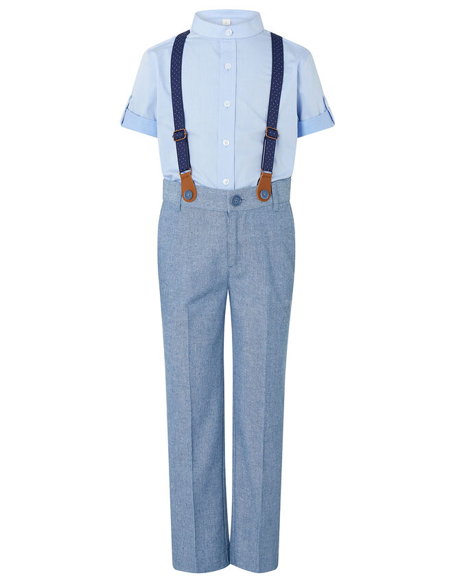 Nathan Chambray Three-Piece Suit Set, Blue (BLUE), large