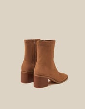 Suki Faux Suede Heeled Sock Boots, Tan (TAN), large