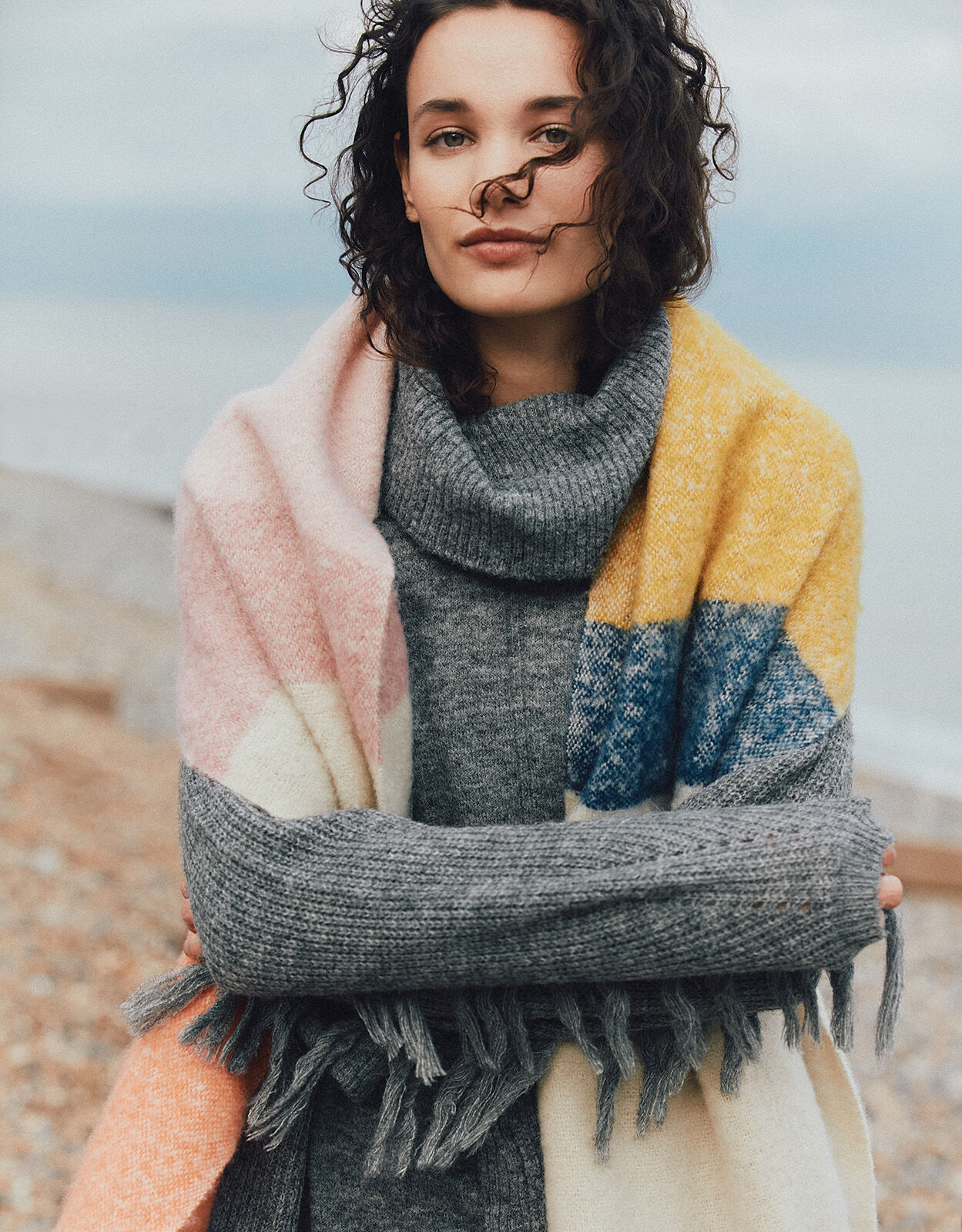 Fringe High Neck Jumper Grey | Jumpers 