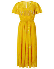 Dana Embellished Midi Dress, Yellow (YELLOW), large