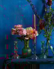 Glass Ribbed Small Vase, Green (GREEN), large