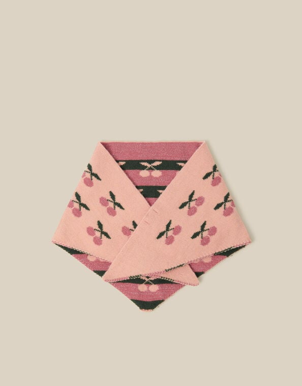 Cherry Knitted Triangle Scarf, , large