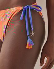 Kaia Floral Tie-Side Bikini Bottoms, Orange (ORANGE), large