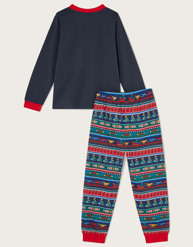 Christmas Dinosaur Pyjama Set, Blue (NAVY), large