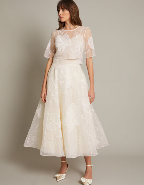 Rosie Embroidered Floral Wedding Skirt, Ivory (IVORY), large