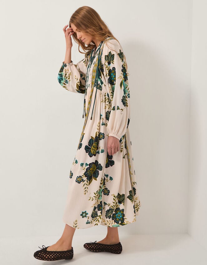 Zenya Floral Print Midi Dress, Green (GREEN), large