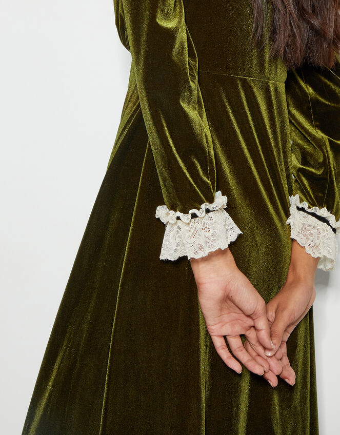 Vali Velvet Tea Dress, Green (OLIVE), large