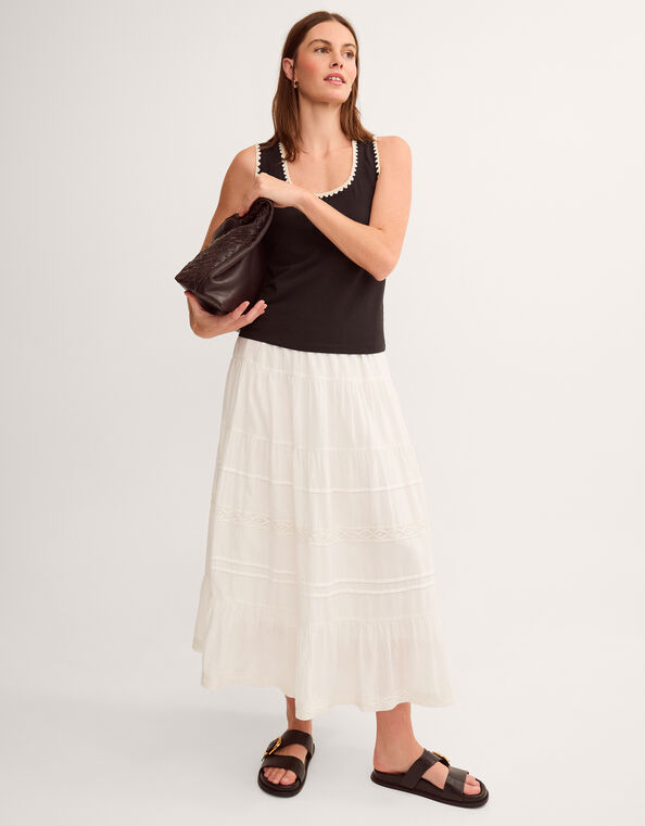 Maria Tiered Maxi Skirt, White (WHITE), large