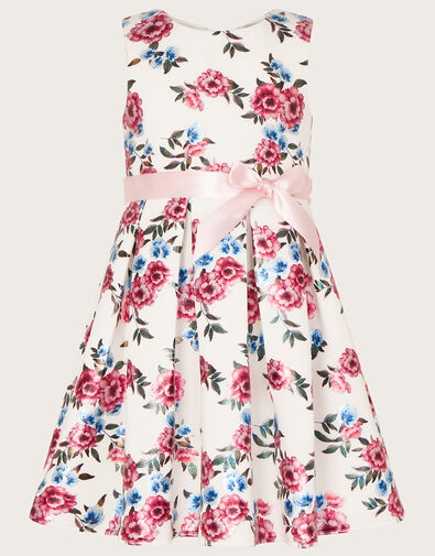 Pansy Foil Print Scuba Dress, Ivory (IVORY), large