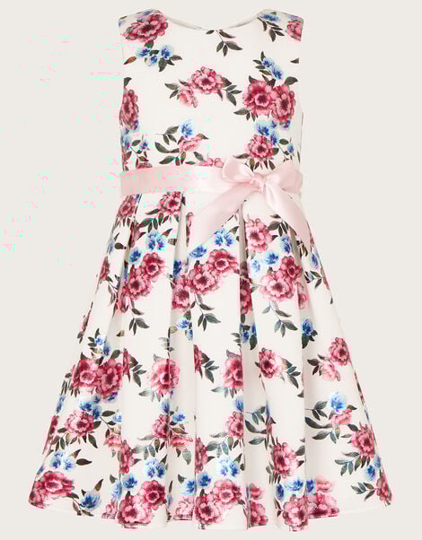 Pansy Foil Print Scuba Dress, Ivory (IVORY), large