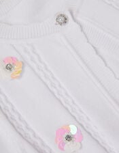 Sparkle Cable Knit Cardigan, Ivory (IVORY), large