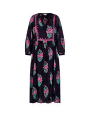 East Logan Long Sleeve Floral Midi Dress, Black (BLACK), large