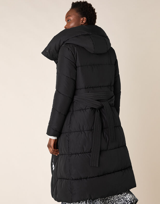 Bettina Long Padded Coat in Recycled Fabric, Black (BLACK), large