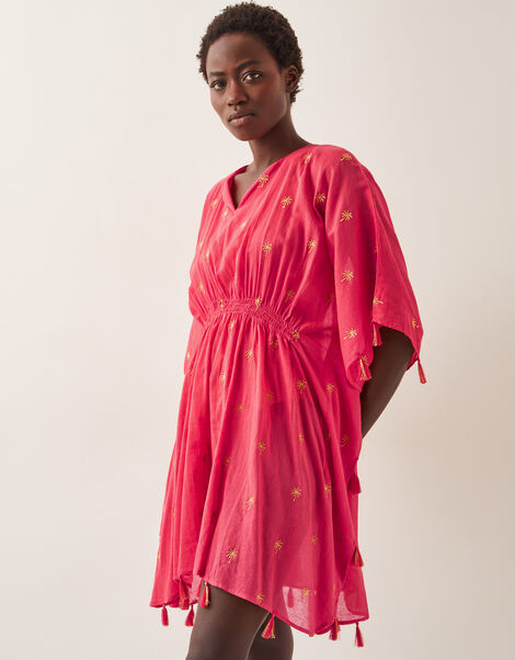 Ivy Palm Embroidered Kaftan, Orange (CORAL), large