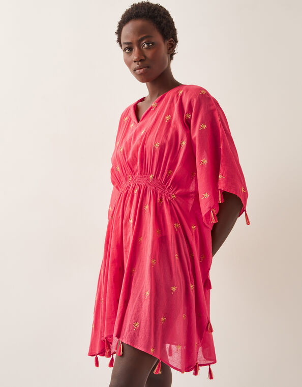 Ivy Palm Embroidered Kaftan, Orange (CORAL), large