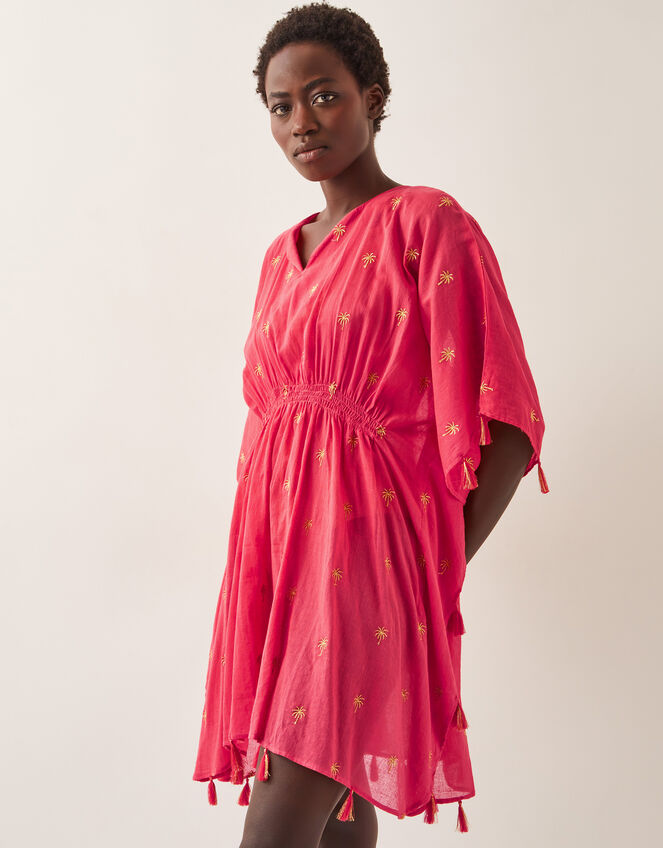 Ivy Palm Embroidered Kaftan, Orange (CORAL), large