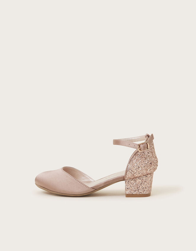 Satin Glitter Two-Part Heels, Pink (PINK), large