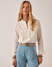 Maison Hotel Gabriela Embroidered Broderie Blouse, White (OFF WHITE), large