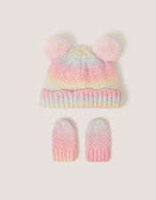 Baby Bow Ombr&eacute; Hat & Mittens Set, Multi (MULTI), large