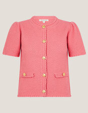 Sami Stitch Short Sleeve Cardigan, Pink (PINK), large