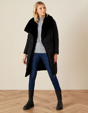 Beverley Faux Fur Collar Coat, Black (BLACK), large
