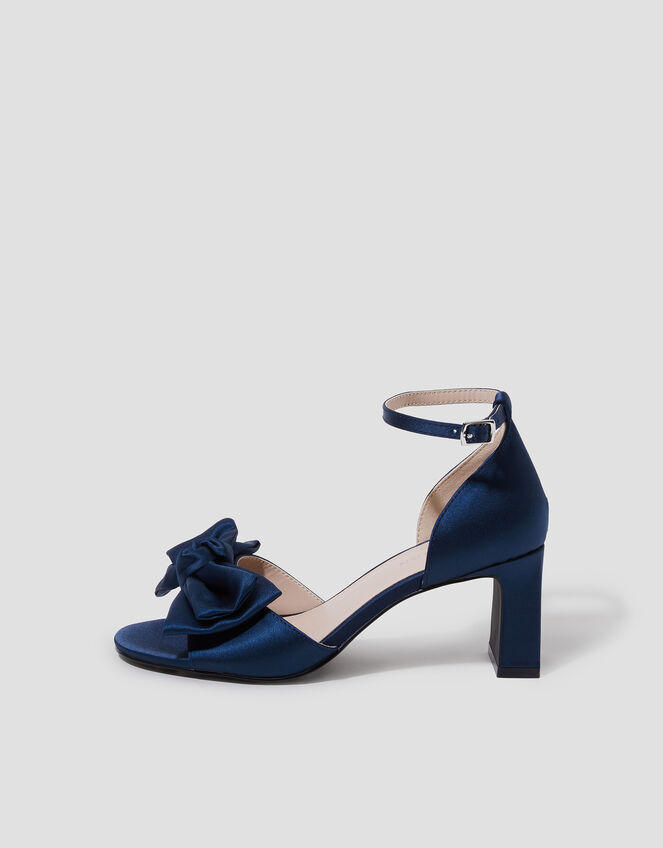 Tilda Satin Bow Heels, Blue (NAVY), large