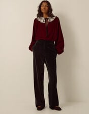 Verna Velvet Wide Leg Trousers, Black (BLACK), large