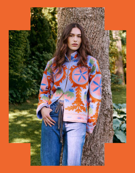 Moliin Claudia Embroidered Jacket, Blue (BLUE), large