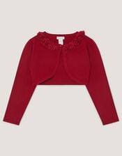 Ottilie Appliqu&eacute; Rose Cardigan, Red (RED), large