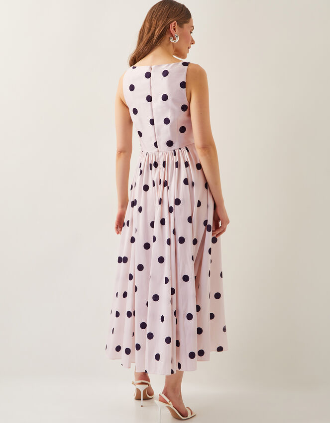 Sicily Polka Dot Fit & Flare Midi Dress, Ivory (IVORY), large