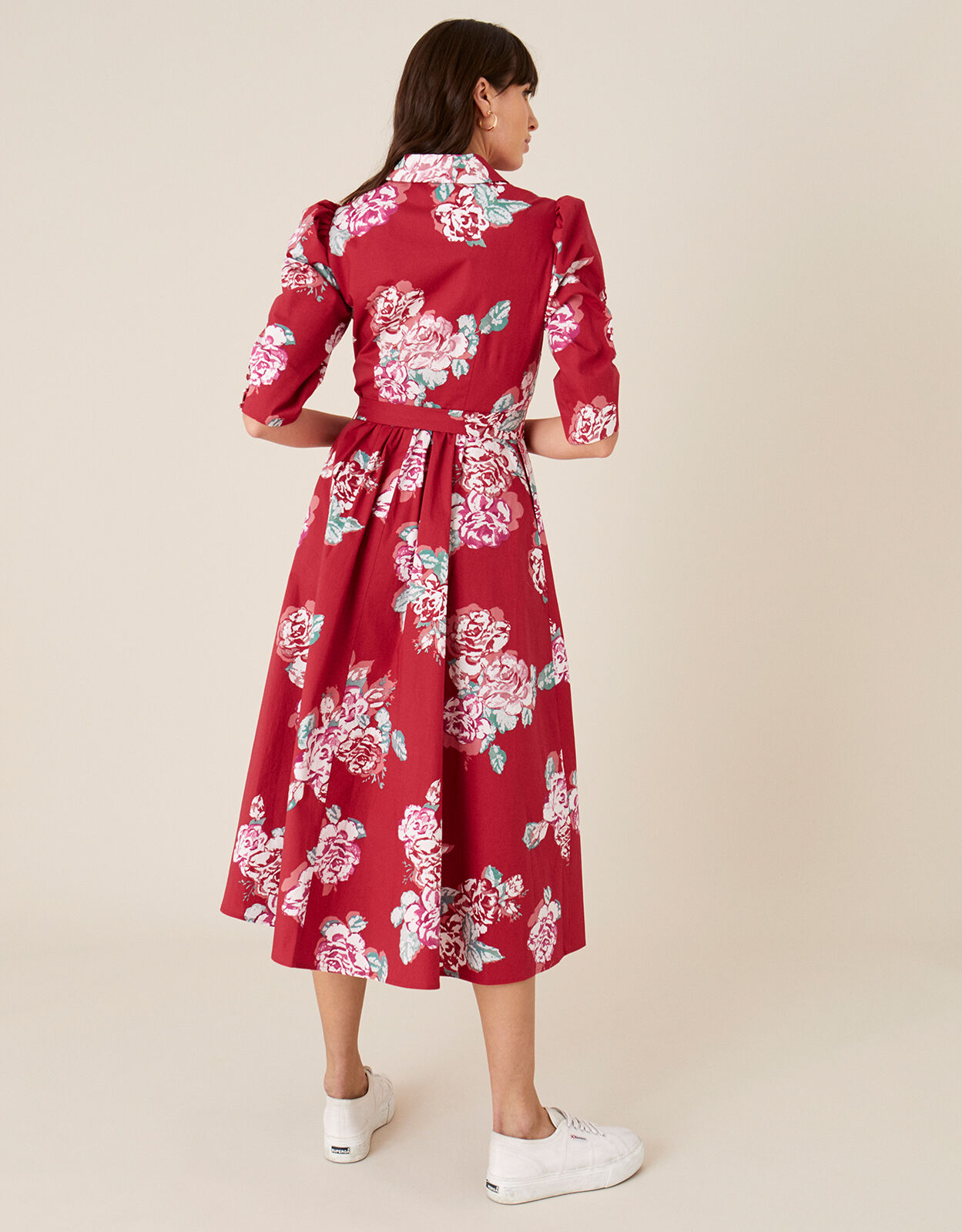 Robyn Rose Floral Shirt Dress Red