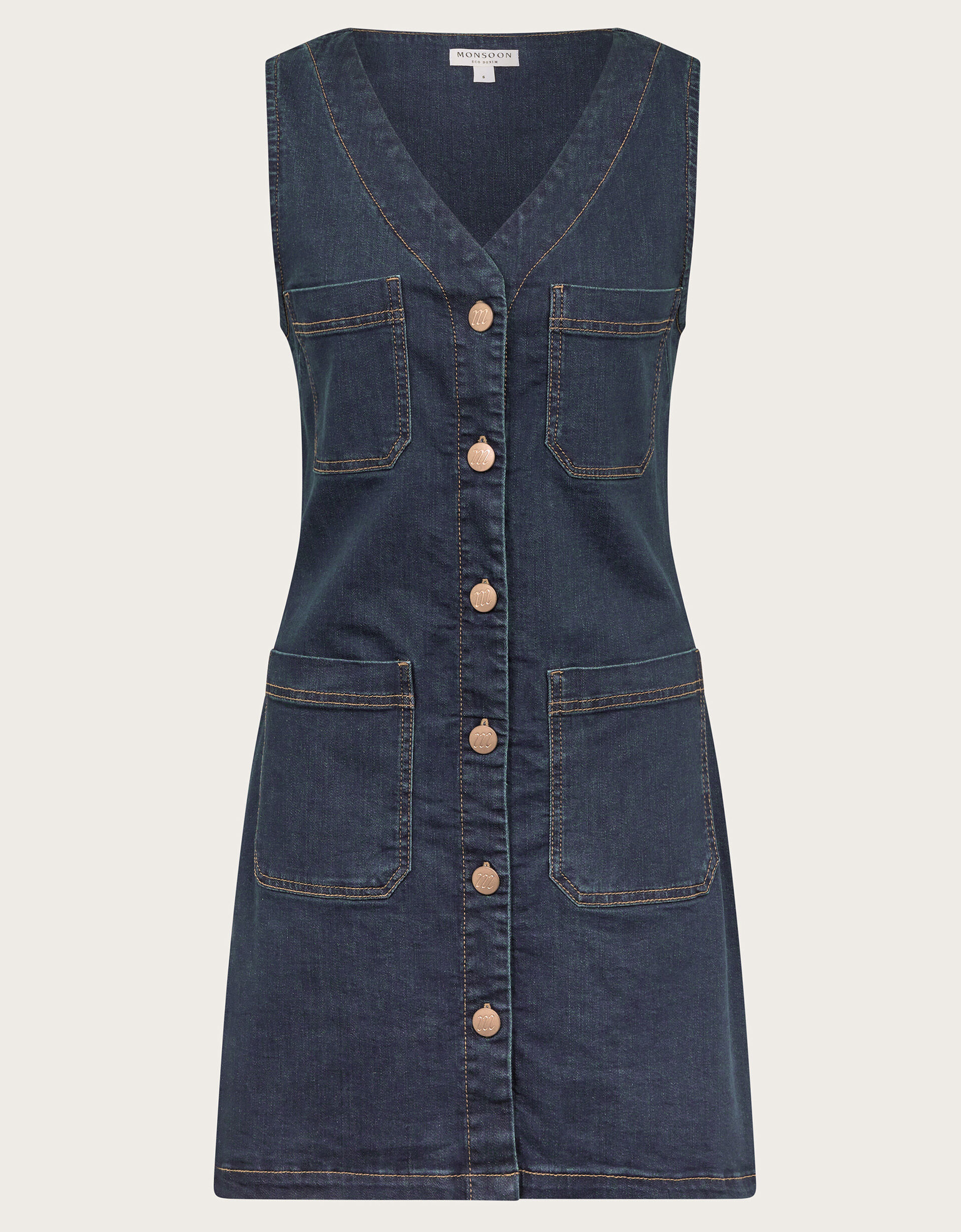 Pia Denim Pinafore Mini Dress Blue