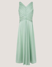 Skye Ruched Knot Jersey Prom Dress, Green (SAGE), large