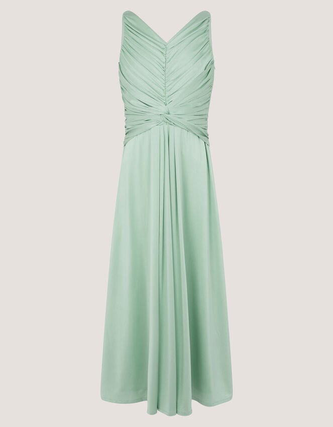 Skye Ruched Knot Jersey Prom Dress, Green (SAGE), large