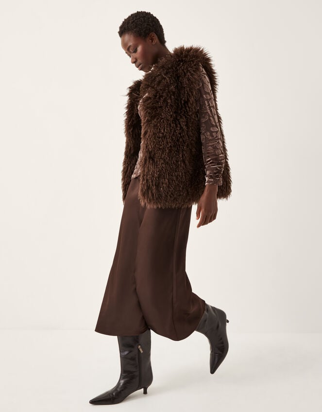 Delia Devoré Midi Slip Dress, Brown (CHOCOLATE), large