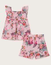 Baby Vintage Floral Top and Shorts Set, Pink (PINK), large